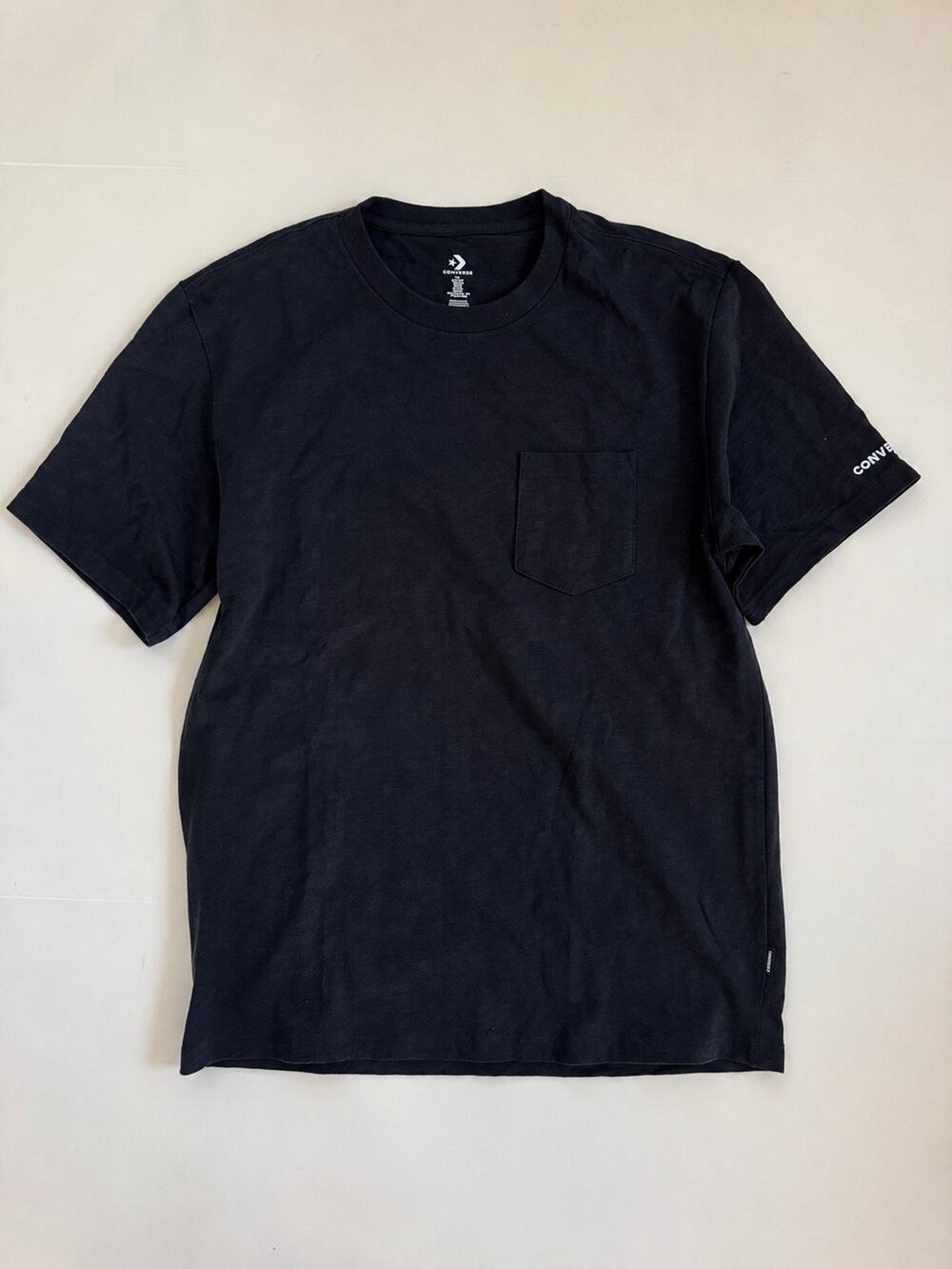 Converse Men’s Black Pocket T-Shirt Size M Embroidered Star Chevron Logo Tee
